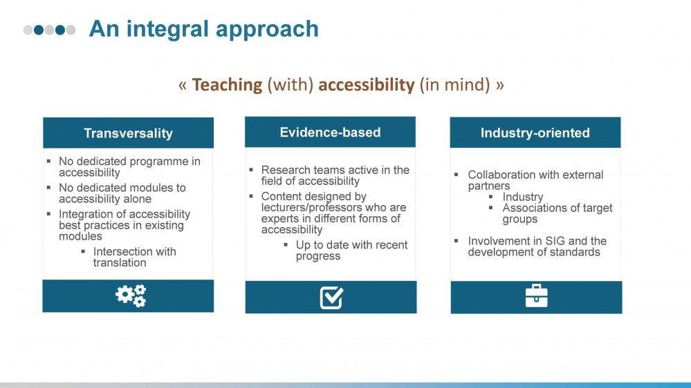 An integral approach for accessibility teaching